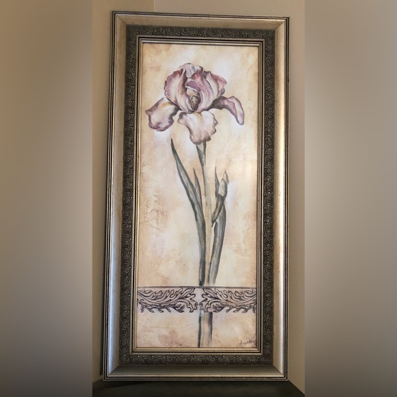Ruth Franks Iris Framed Prints. Total size is 24” X 8” per picture. - Picture 2 of 2